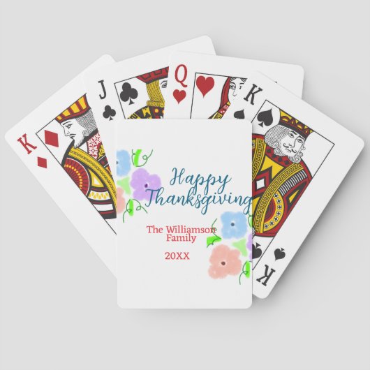 Blauer lila rosa glückliches Dankeschön hinzufügen Spielkarten (Rückseite)