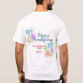 Blauer lila rosa glückliches Dankeschön hinzufügen T-Shirt (Rückseite)