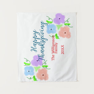 Blauer lila rosa glückliches Dankeschön hinzufügen Wandteppich