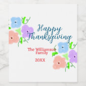 Blauer lila rosa glückliches Dankeschön hinzufügen Weinetikett (Einzelnes Label)