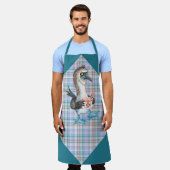 Blauer Lila rosa Karierter Geköchter Weihnachtspen Schürze (Getragen)