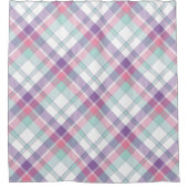 Blauer, Lila, rosa und weißer Karierter Duschvorha Duschvorhang (Vorderseite)