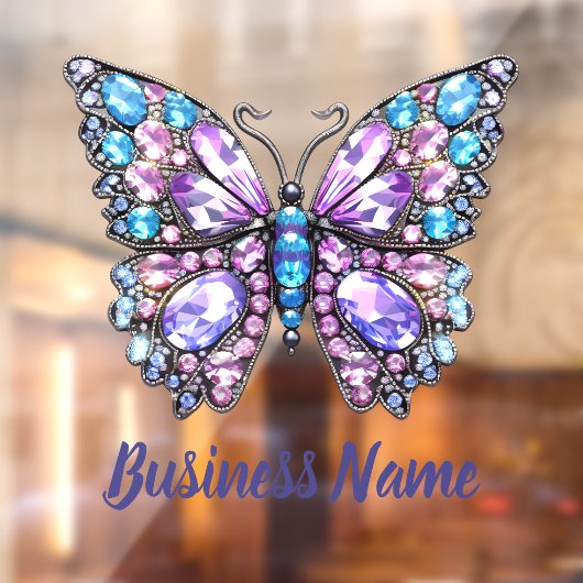 Blauer lila Schmetterling Fensteraufkleber (Blatt 2)