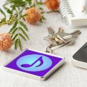 Blauer Lila Single Einfach Elegante Musiknote Schlüsselanhänger (Seite)