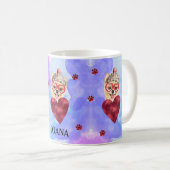 Blauer Lila Spitz Valentinstag Kaffeetasse (VorderseiteRechts)