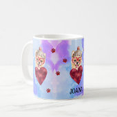 Blauer Lila Spitz Valentinstag Kaffeetasse (Vorderseite Links)