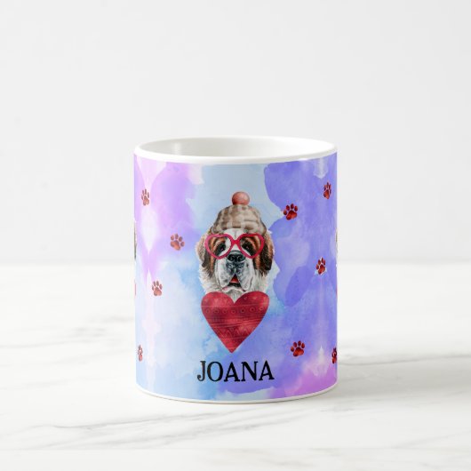 Blauer Lila St. Bernard Valentine's Day-Geschenk H Kaffeetasse (Mittel)