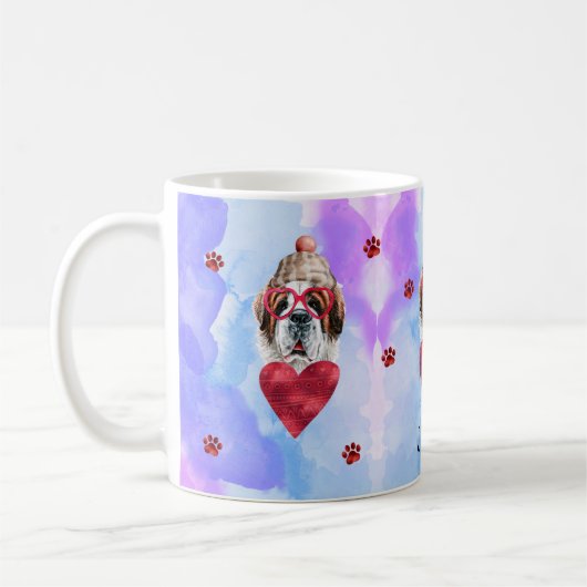 Blauer Lila St. Bernard Valentine's Day-Geschenk H Kaffeetasse (Links)