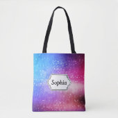 Blauer lila starry Galaxiehimmel Tasche (Vorderseite)