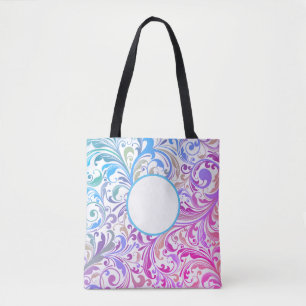 Blauer Lila Swirl individuell anpassbar farbenfroh Tasche