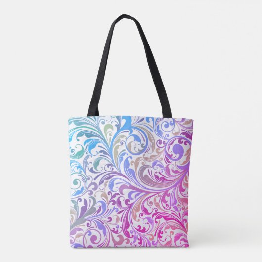 Blauer Lila Swirl individuell anpassbar farbenfroh Tasche (Rückseite)