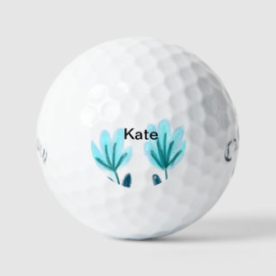 Blauer lila t floraler Wasserfarben-Name Text durc Golfball