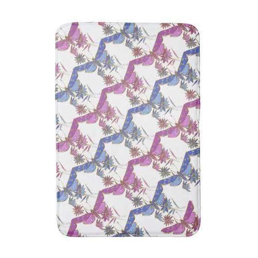 Blauer, Lila und goldener Dragonfly Bademantel Badematte (Vorderseite Vertikal)