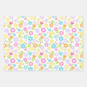 Blauer, Lila und rosa Mehrfarbiger Frühlingsblumen Geschenkpapier Set (Vorderseite 2)