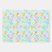 Blauer, Lila und rosa Mehrfarbiger Frühlingsblumen Geschenkpapier Set (Vorderseite 3)