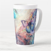 Blauer, Lila und rosa Schmetterling Milchtasse (Rechte Ecke)