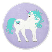 Blauer, lila und weißer Unicorn-Griff Keramikknauf (Vorderseite)