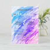 Blauer lila Watercolor - Hochzeits-Einladung Einladung (Stehend Vorderseite)