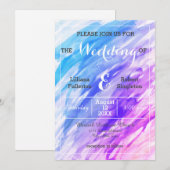 Blauer lila Watercolor - Hochzeits-Einladung Einladung (Vorne/Hinten)