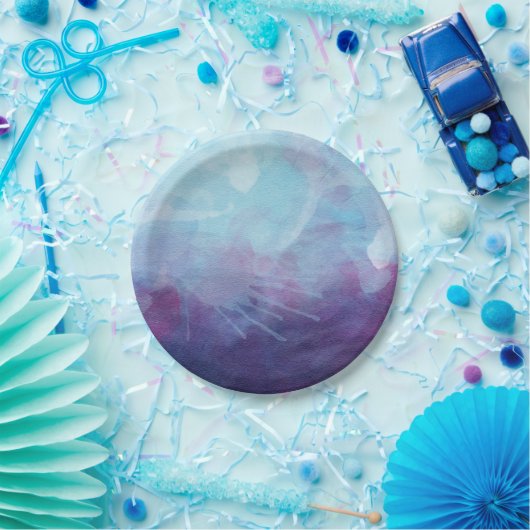 Blauer lila Watercolor spritzt Entwurf Pappteller (Party)