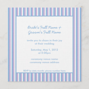 Blauer Lilac Weiße Streifen blaue Hochzeit Einladung