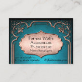 Blauer Lilie Bronze viktorianischer Damast Visitenkarte (Rückseite)