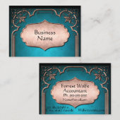 Blauer Lilie Bronze viktorianischer Damast Visitenkarte (Vorne/Hinten)