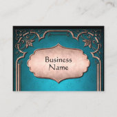 Blauer Lilie Bronze viktorianischer Damast Visitenkarte (Vorderseite)