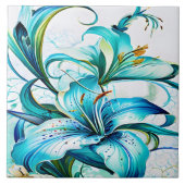 Blauer Lilie in künstlerischer Blumenordnung Fliese (Vorderseite)