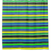 Blauer, Limoner und gelber Streifen Duschvorhang (Vorderseite)