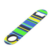 Blauer, Limoner und gelber Streifen Speed Flaschenöffner (Rückseite Schrägansicht)
