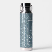 Blauer LIne Muster H Monogramm, Trinkflasche (Vorne)