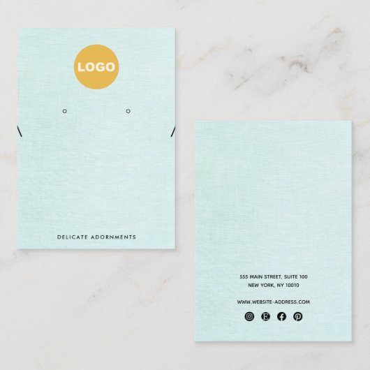 Blauer Linen für das Logo "Necklace and Stud Earri Visitenkarte (Vorne/Hinten)