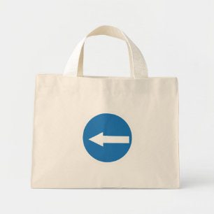 Blauer Links Pfeil Straßenzeichen Tiny Tote Ba Mini Stoffbeutel