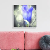 Blauer Linsen Blume teilweise Farbe Leinwanddruck (Insitu (Wohnzimmer))