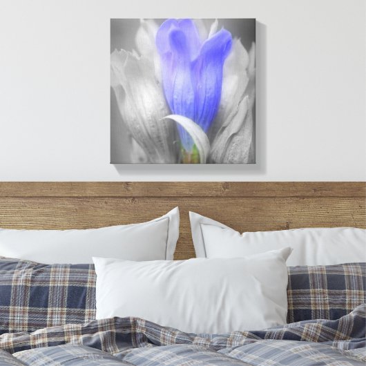 Blauer Linsen Blume teilweise Farbe Leinwanddruck (Insitu (Schlafzimmer))