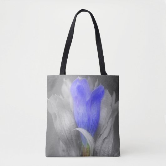 Blauer Linsen Blume teilweise Farbe Tasche (Vorderseite)