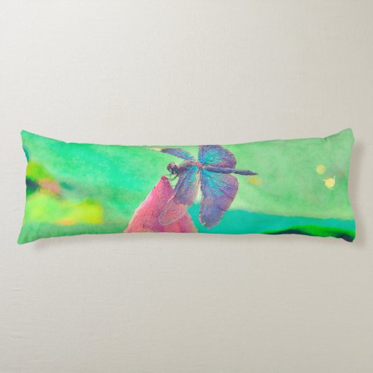 Blauer Lippenfliege auf rosa Wasserlilie Seitenschläferkissen (Vorderseite)