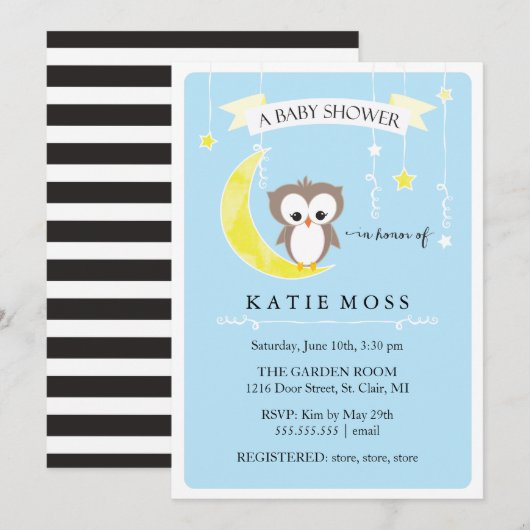 Blauer Little| Einladung zur Kinderdusche (Vorne/Hinten)