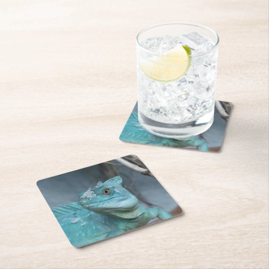 Blauer Lizard Rechteckiger Pappuntersetzer (Vor Ort)