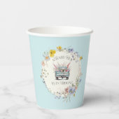 Blauer Lkw Baby Boy in Bloom Paper Cups Pappbecher (Rückseite)