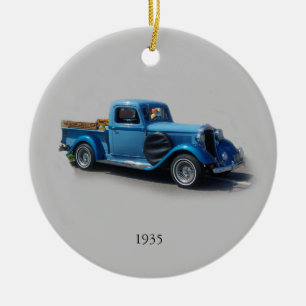 Blauer Lkw-Ornament 1935 Keramik Ornament