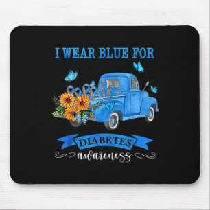 Blauer LKW Sonnenblume ich trage Blau für Diabetes Mousepad