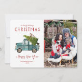 Blauer LKW | Weihnachts-Foto Einladung (Vorderseite)