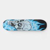 Blauer lodernder Schädel Skateboard (Horizontal)