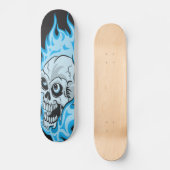 Blauer lodernder Schädel Skateboard (Vorderseite)