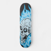 Blauer lodernder Schädel Skateboard (Vorderseite)