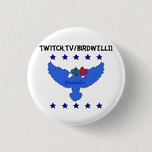 Blauer Logoknopf der Zuckung Button