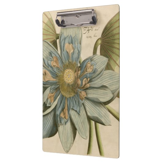 Blauer Lotos-Blume auf TAN-Hintergrund mit Klemmbrett (Links)