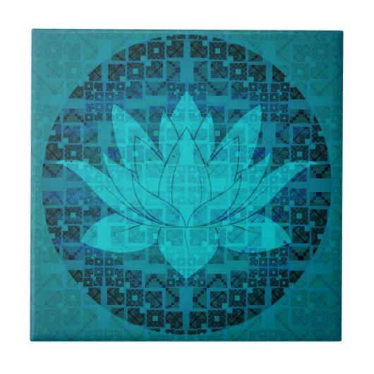 Blauer Lotos-Blume Fliese (Vorderseite)